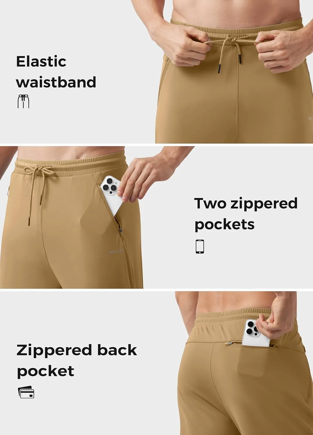 Willit Men's Sweatpants Workout Joggers for Men Athletic Jogging Running Gym Active Pants with Zipper Pockets