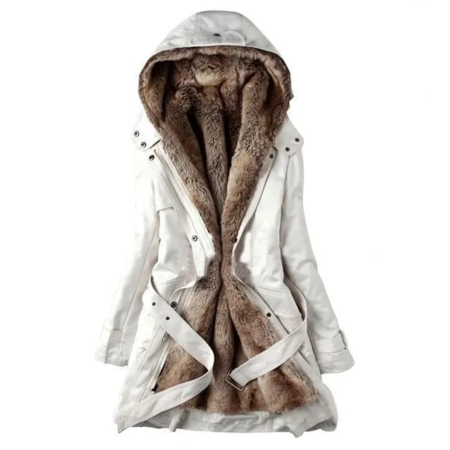 Winter warm cotton hooded coat