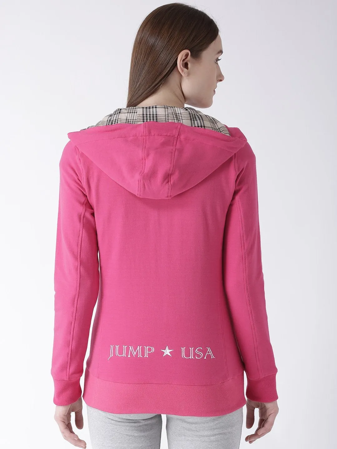 Women Cotton Casual Long Sleeve  Pink Winter Sweatshirt