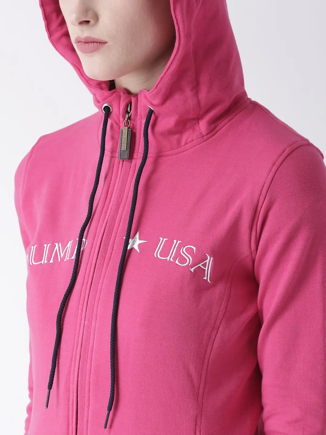 Women Cotton Casual Long Sleeve  Pink Winter Sweatshirt