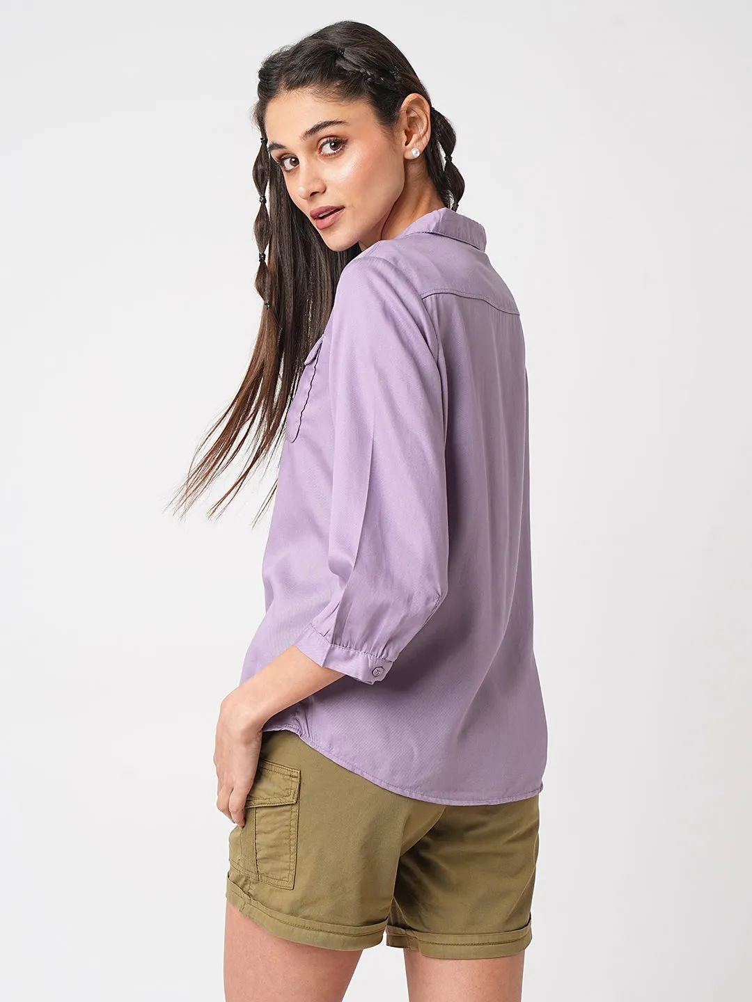Women Mauve Casual Slim Shirt
