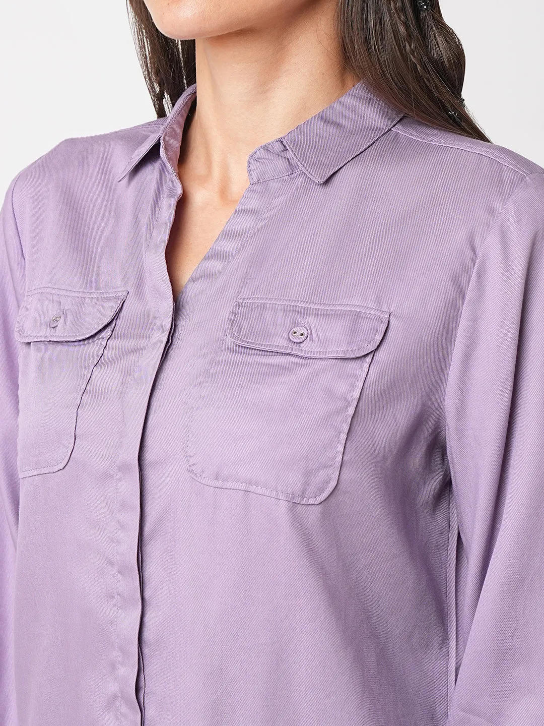 Women Mauve Casual Slim Shirt