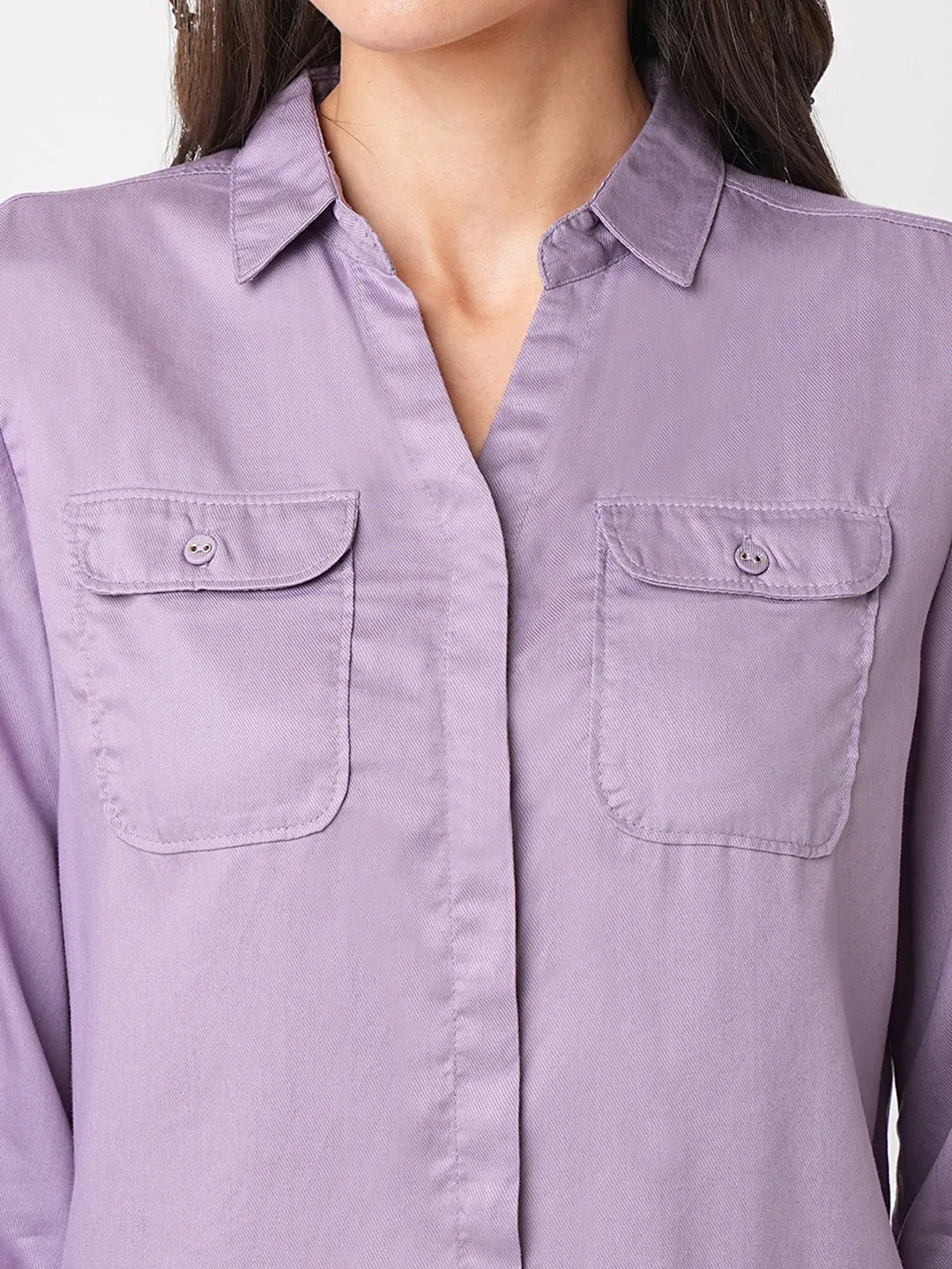 Women Mauve Casual Slim Shirt