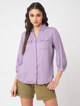 Women Mauve Casual Slim Shirt