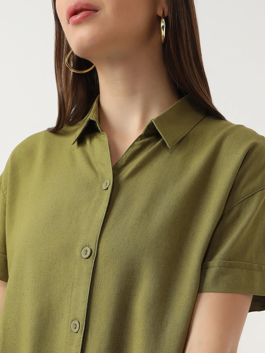 Women Slim Fit Avocado Crop Shirt