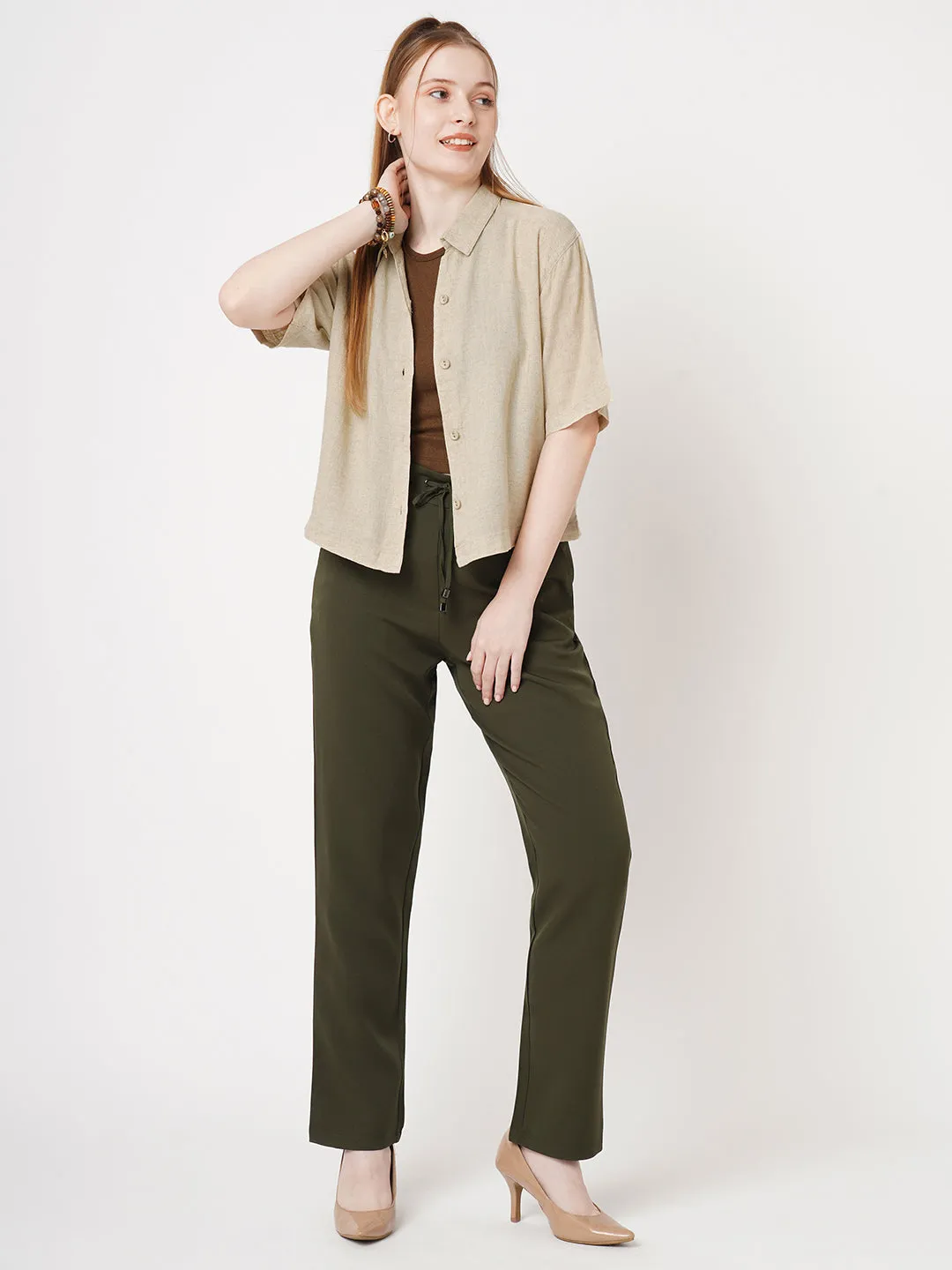 Women Solid Crop Shirt