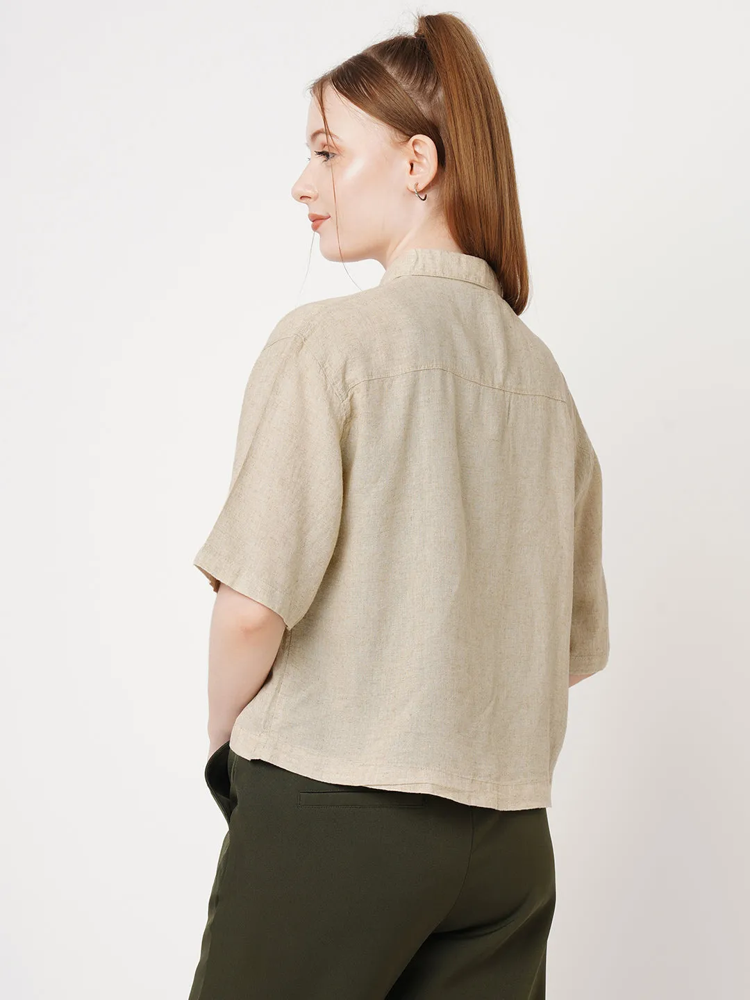 Women Solid Crop Shirt