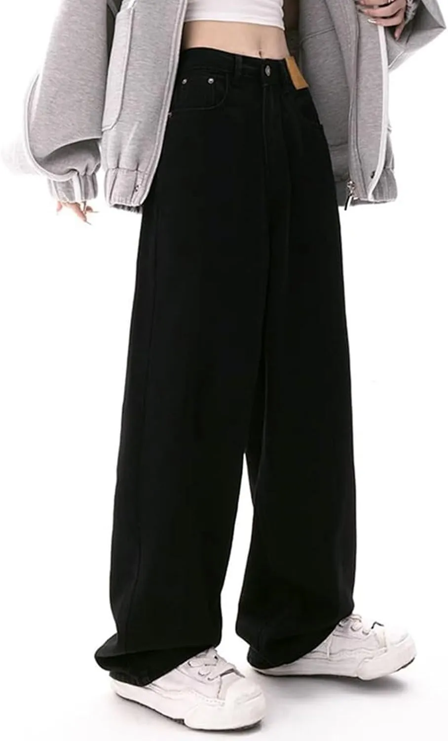 Women's Barrel Jeans Casual High Waisted Stretchy Wide Leg Pants Baggy Denim Pants