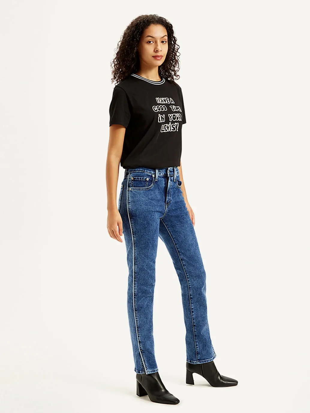 Women's High Rise 724 Slim Fit Blue Jeans