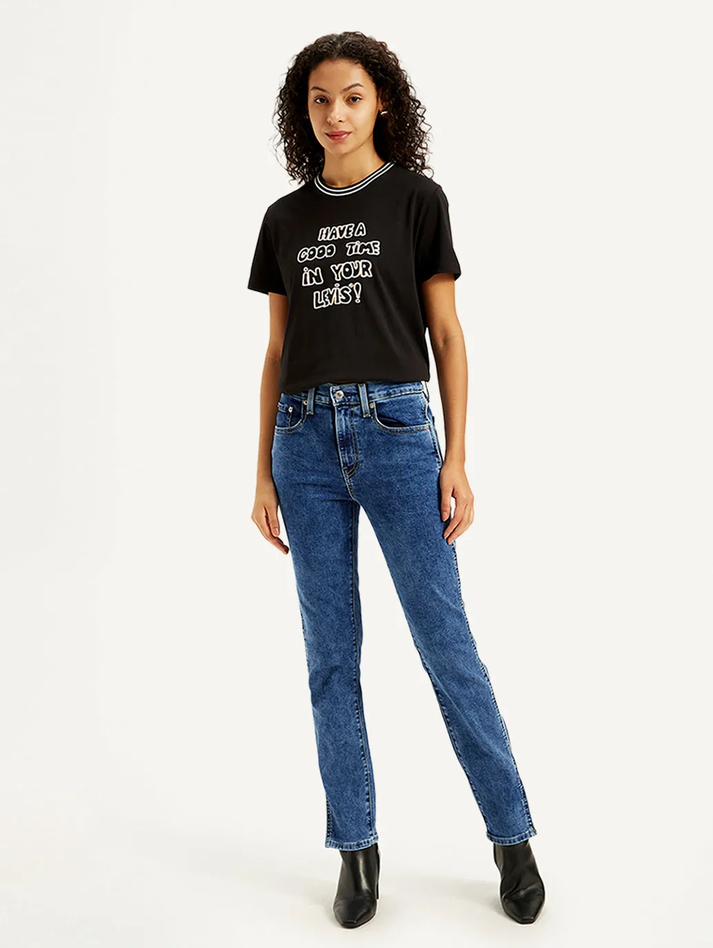 Women's High Rise 724 Slim Fit Blue Jeans