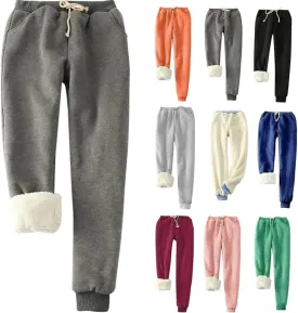Women's Winter Warm Fleece Joggers Pants Drawstring Casual Sherpa Lined Athletic Active Sweatpants