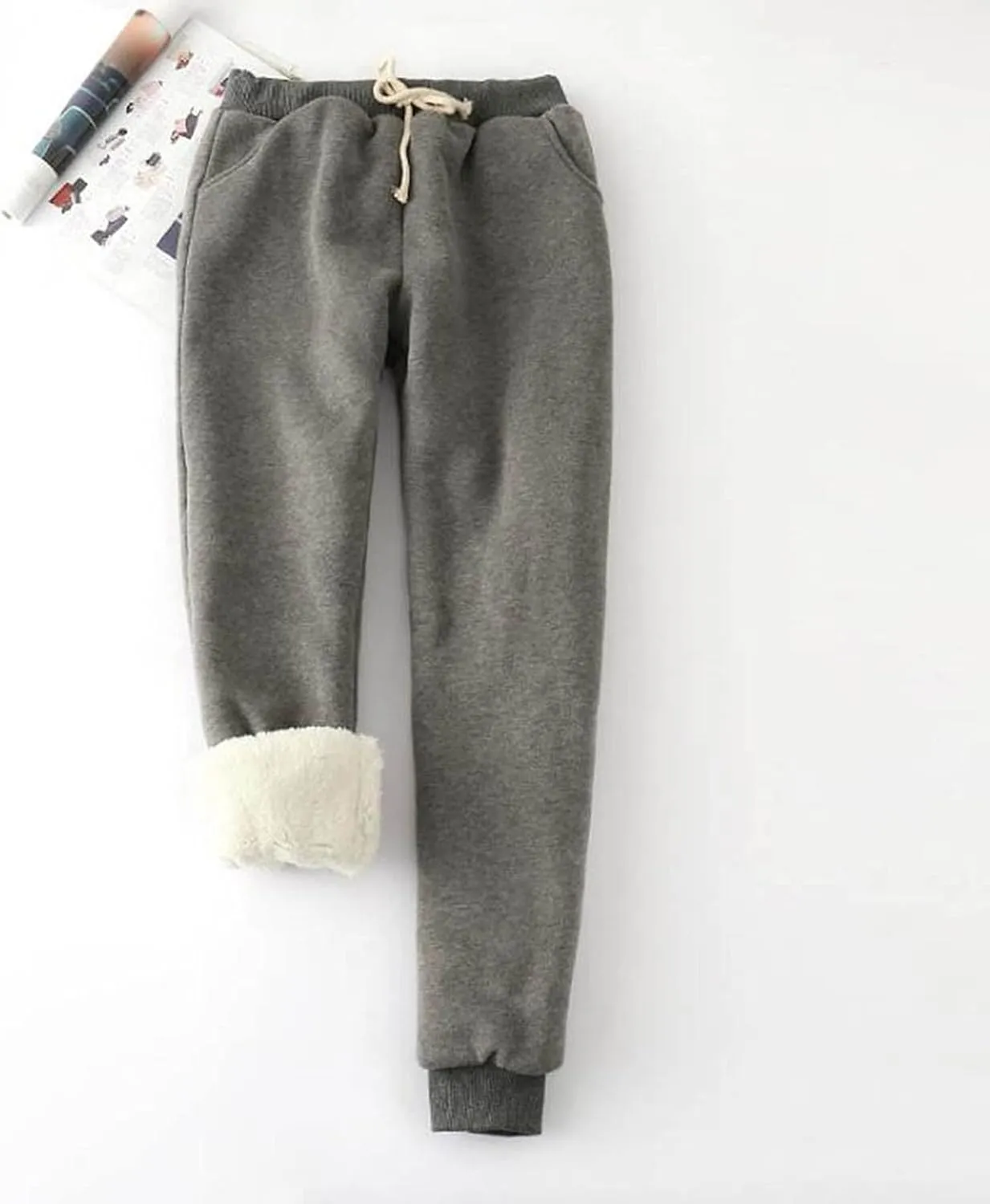 Women's Winter Warm Fleece Joggers Pants Drawstring Casual Sherpa Lined Athletic Active Sweatpants